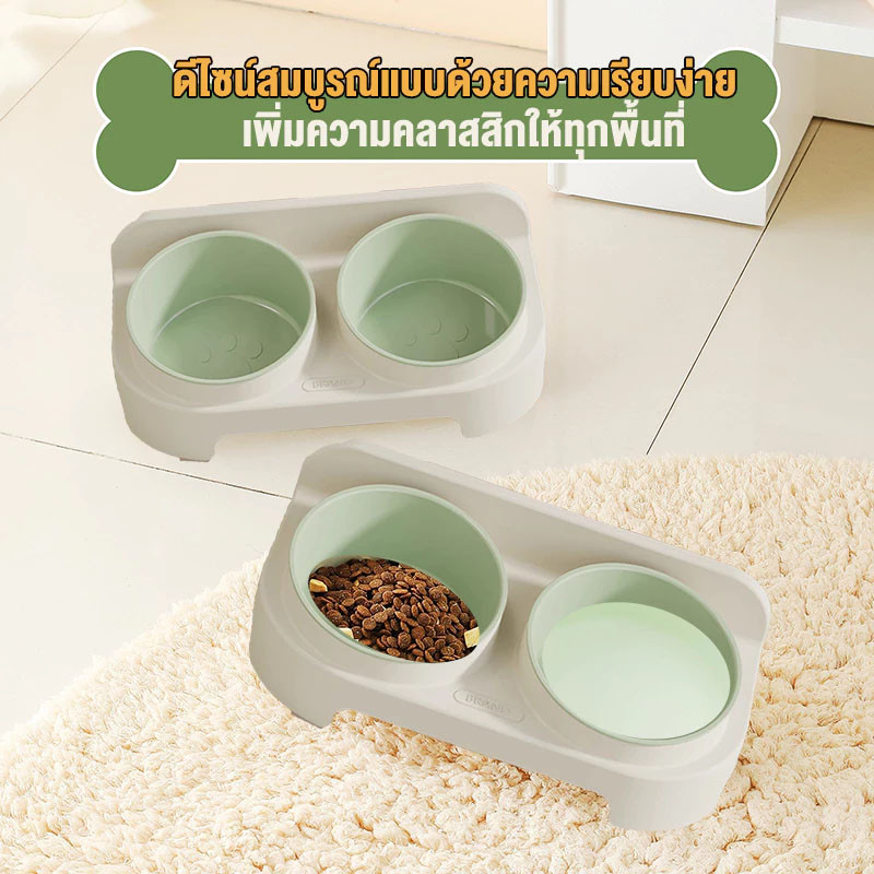 ชามข้าวแมวสองชั้น 🐾 ชามอาหารแมวยกสูง ถอดออกได้ วัสดุPP ทนทาน ขนาดลึก - รูปที่ 2