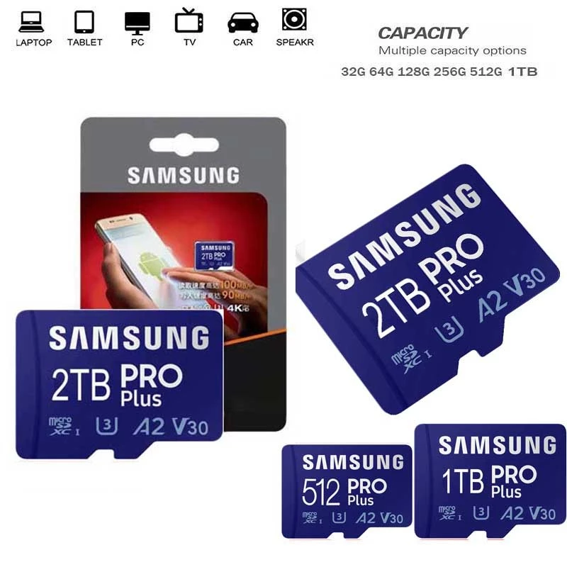 การ์ด Micro SD 2TB 1TB 512GB 256GB 128GB 64GB Class 10 การ์ดหน่วยความจําความเร็วสูง 32GB ขายส่ง U3 การ์ดสมาร์ทโฟนกล้องแท็บเล็ต gopro