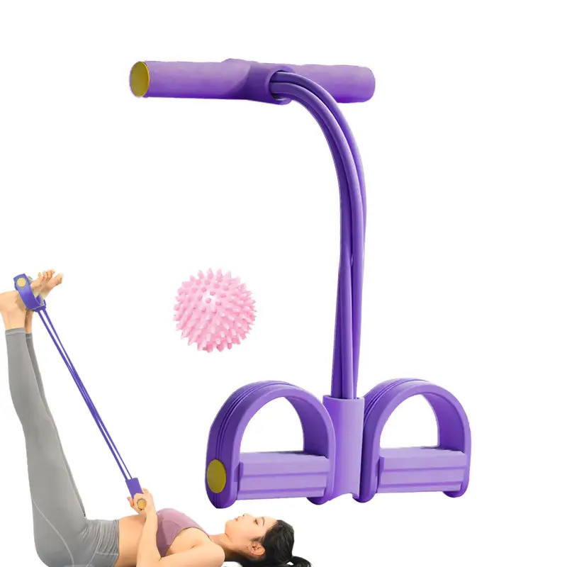 Yoga Pedal Puller Portable Resistance Band 4-Tube Pedal Ankle Puller Abdominal Exerciser Elastic Ped