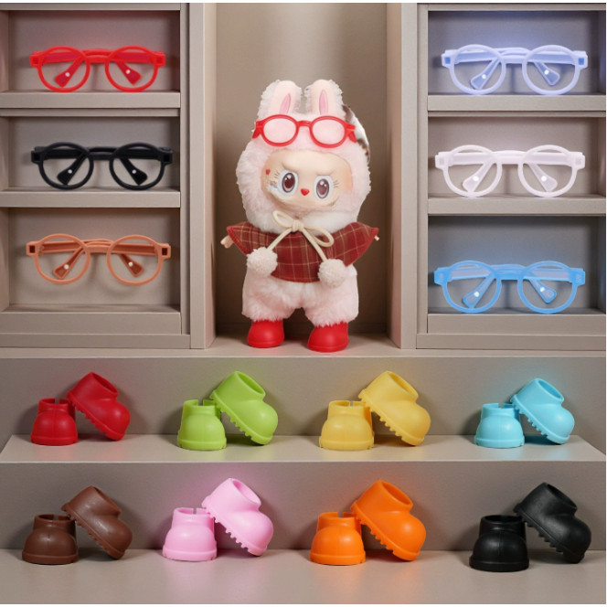 เหมาะสําหรับหนึ่งสองสามรุ่น labubu รองเท้าแว่นตาหูฟังอุปกรณ์เสริม DIY สวมใส่ตุ๊กตาตุ๊กตาอุปกรณ์บ้านรองเท้าสั้น