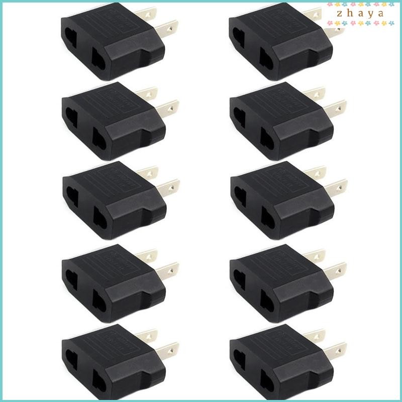 ZHAYA 10 ชิ้น US EU ถึง US Euro Euro Euro Euro Euro Euro Euro Plug Converter Travel Adapter ซ็อกเก็ต