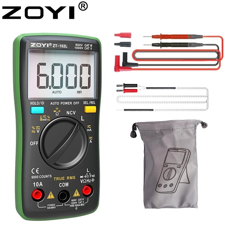 ZOYI ZT-102L เหนี่ยวนํามัลติมิเตอร์เครื่องทดสอบ T-RMS 6000 นับ 60H LCR Meter AC DC Ampere Meter เครื