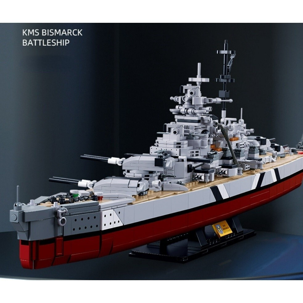 TOP ขายใหม่ 1849PCS MOC WW2 2in1 KMS Bismarck Tirpitz Battle เรือเรือรบรุ่นของเล่นอาคารบล็อกอิฐของขว