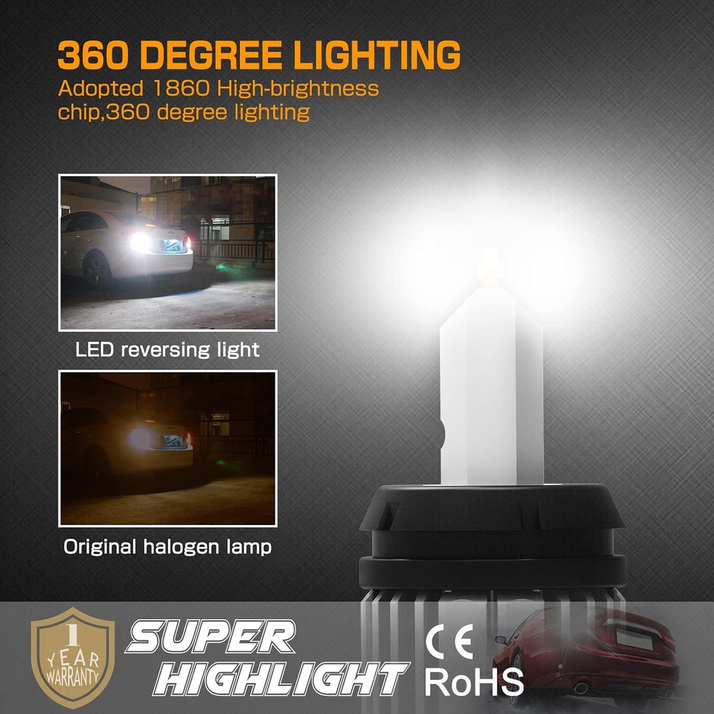 3157 หลอดไฟ LED ไฟถอยหลัง ไฟถอยหลัง CANBUS ข้อผิดพลาดฟรี CSP 6-SMD 300% อัพเกรด 6500K ความสว่างสูง 3