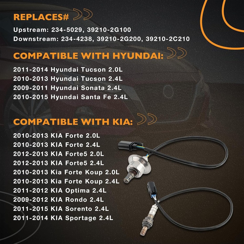 ออกซิเจน O2 Sensor ต้นน้ํา Downstream 2 ชิ้นใช้งานร่วมกับ Hyundai Tucson Sonata Santa Fe KIA Forte O