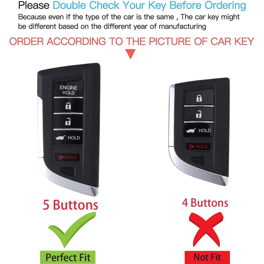 YaSeim Soft TPU กุญแจรถ Fob Cover Protector ใช้งานร่วมกับ 2022 2023 Acura MDX RDX (สีฟ้า-สําหรับ 5 ป