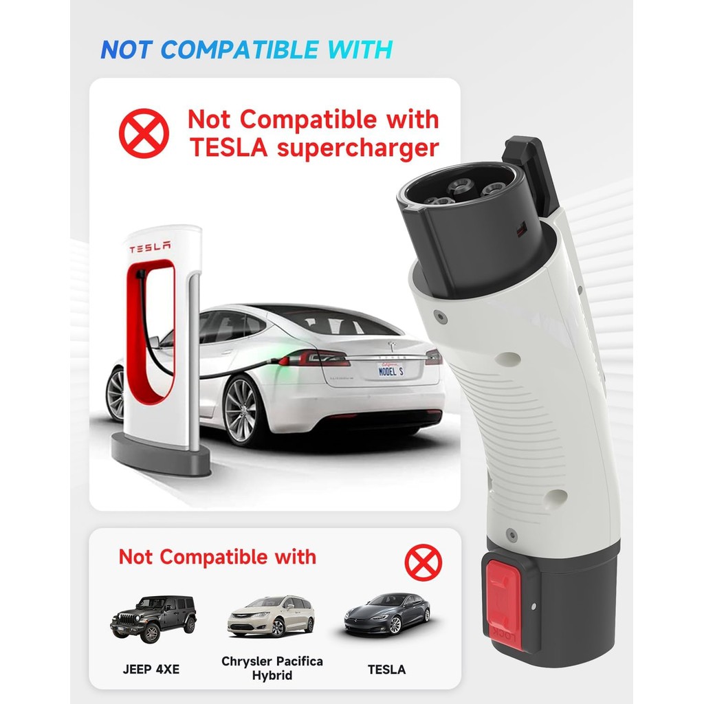 EV อะแดปเตอร์ชาร์จสําหรับ Tesla ถึง J1772, สูงสุด 60A 250V, IP65, NACS ถึง J1772 อะแดปเตอร์, J1772 E