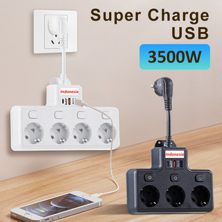 Multi Soket Colokan Listrik 3 Lubang Stop Kontak Usb Universal Stop Kontak 4 Lubang