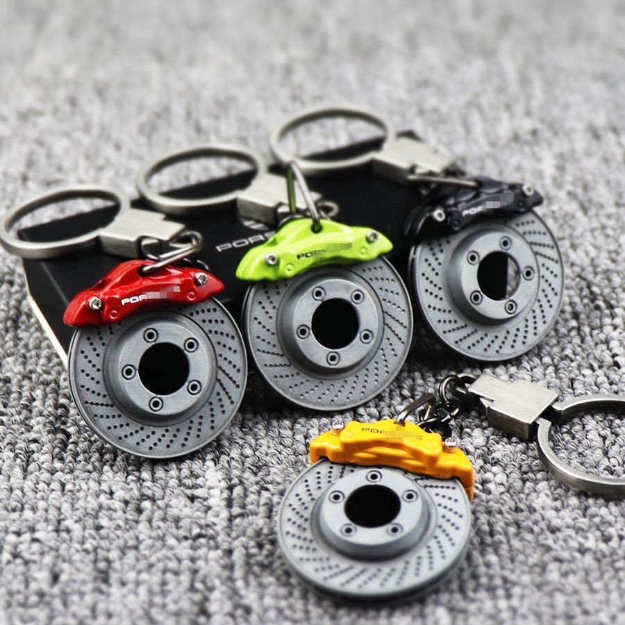 PORSCHE brake disc keychain, Macan, Cayenne, 911, Panamera car key wheel caliper model pendant