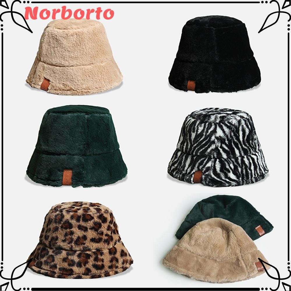 NORBORTO Faux Fur Warm Hairy Leopard Hats Women Vacation Cap