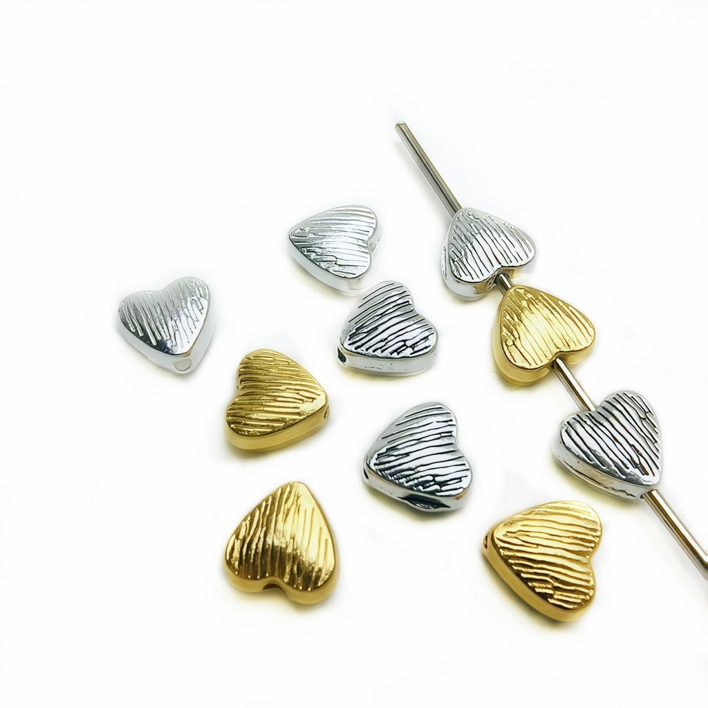 ลูกปัดโลหะ สเปซerdem ลายหัวใจ สำหรับงานคราฟต์