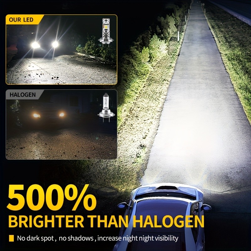 E9-H7-W-2pcs H7 12V 60W 20000LM 1:1 LED DRL Mini โคมไฟ Super Bright Hi/Lo Beam หลอดไฟสําหรับรถหมอกโค