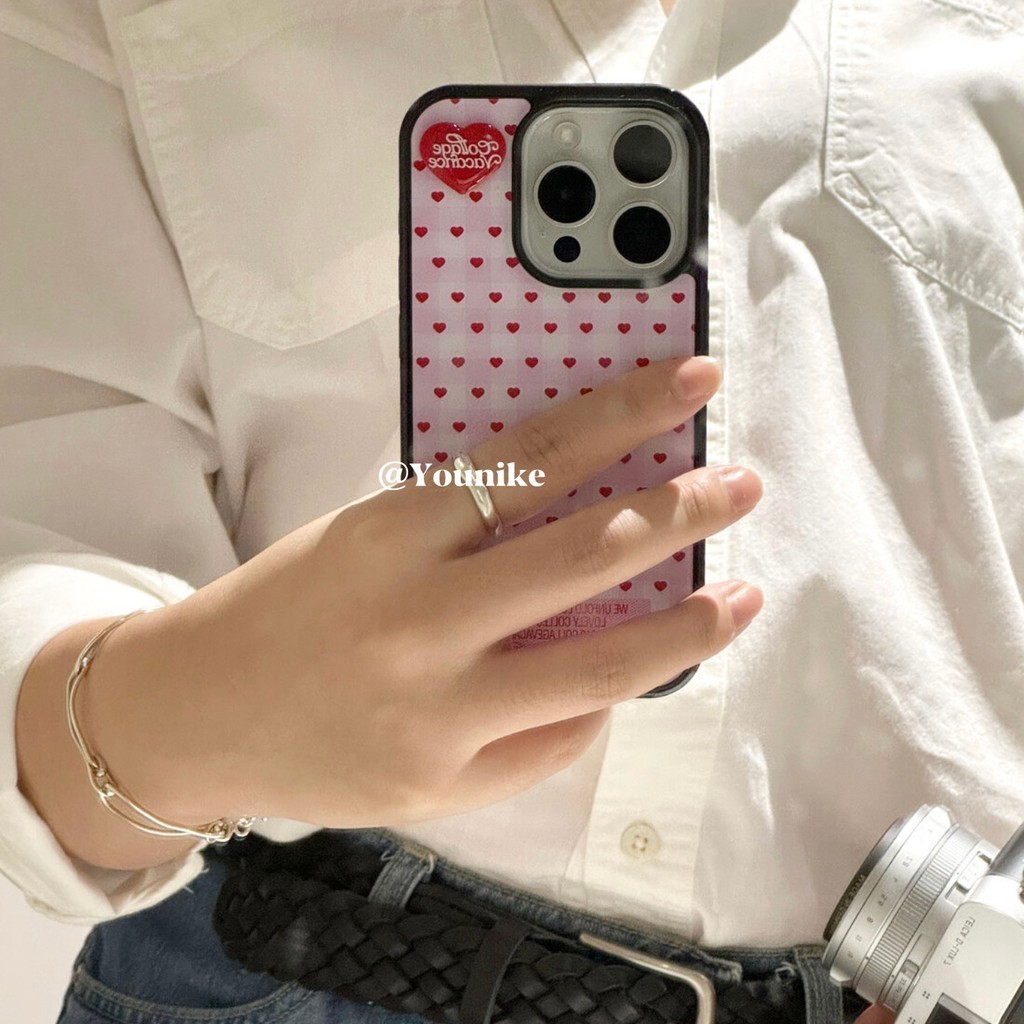 Retro Love ลายสก๊อตเคสโทรศัพท์ Drop-Resistant สําหรับ iPhone 16 Promax 15 Promax 11 12 13 14plus 15plus 16e 16plus 15pro - ภาพย่อย 2