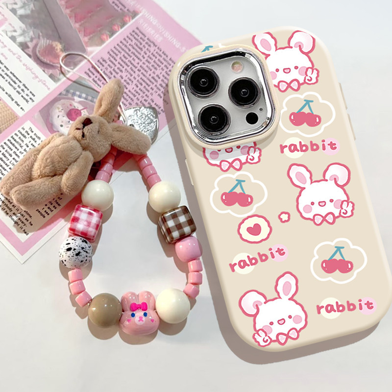 น่ารัก Cherry Biye กระต่ายสําหรับ VIVO Y17 Y15 S1 Y7S V17 V20 Pro S7 V23 S12 Y03 Y03T Y18 Y18i Y28S 