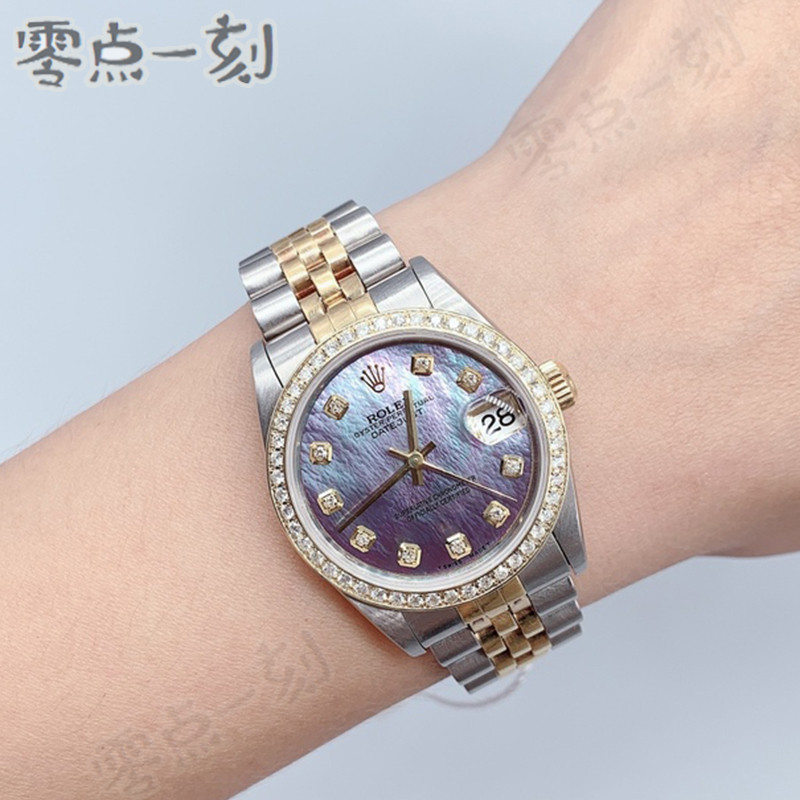 Rolex Rolex นาฬิกาผู้หญิง Log Type 68273 อัตโนมัตินาฬิกาผู้หญิงด้านหลังเพชรด้านหลังแหวน