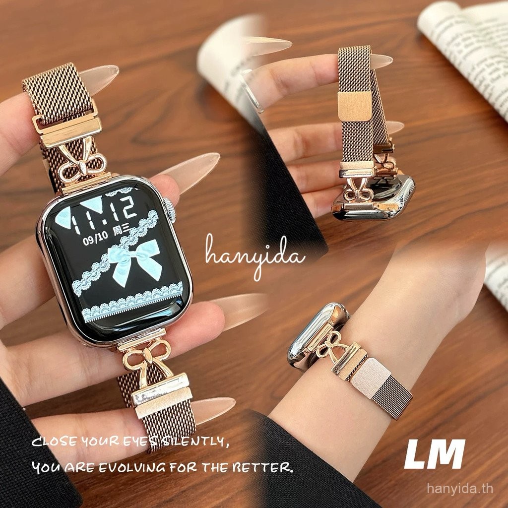 โบว์สแตนเลส milainese สําหรับ Xiaomi Redmi Watch 5 Active, 3 Active, 5, 4, 5 Lite; สายรัดโลหะแม่เหล็ก smartwatch