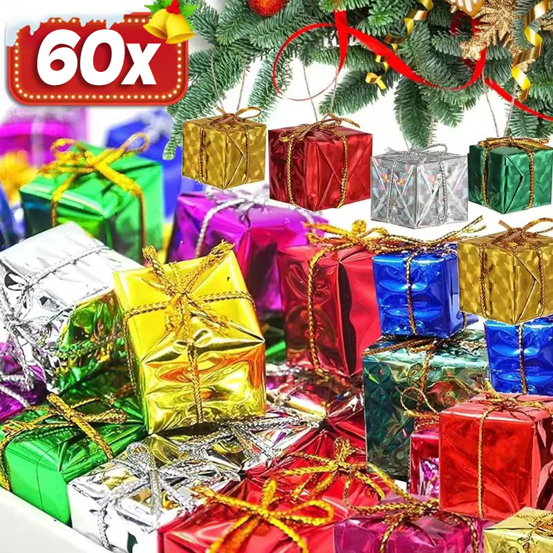 6-60 ชิ้นโฟมของขวัญกล่อง Xmas Tree แขวนจี้ - 2.5 ซม./4 ซม.สีสัน Mini ปัจจุบันกรณีเครื่องประดับ