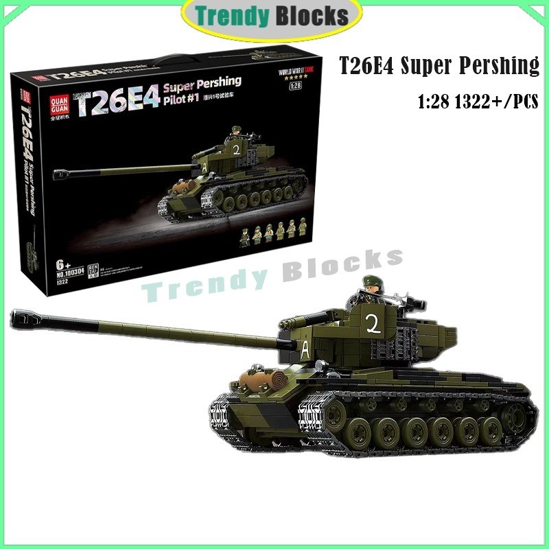 100304,WWII, T26E4 Super Pershing,Tank Building Blocks ของเล่นของขวัญสําหรับเด็กผู้ชาย