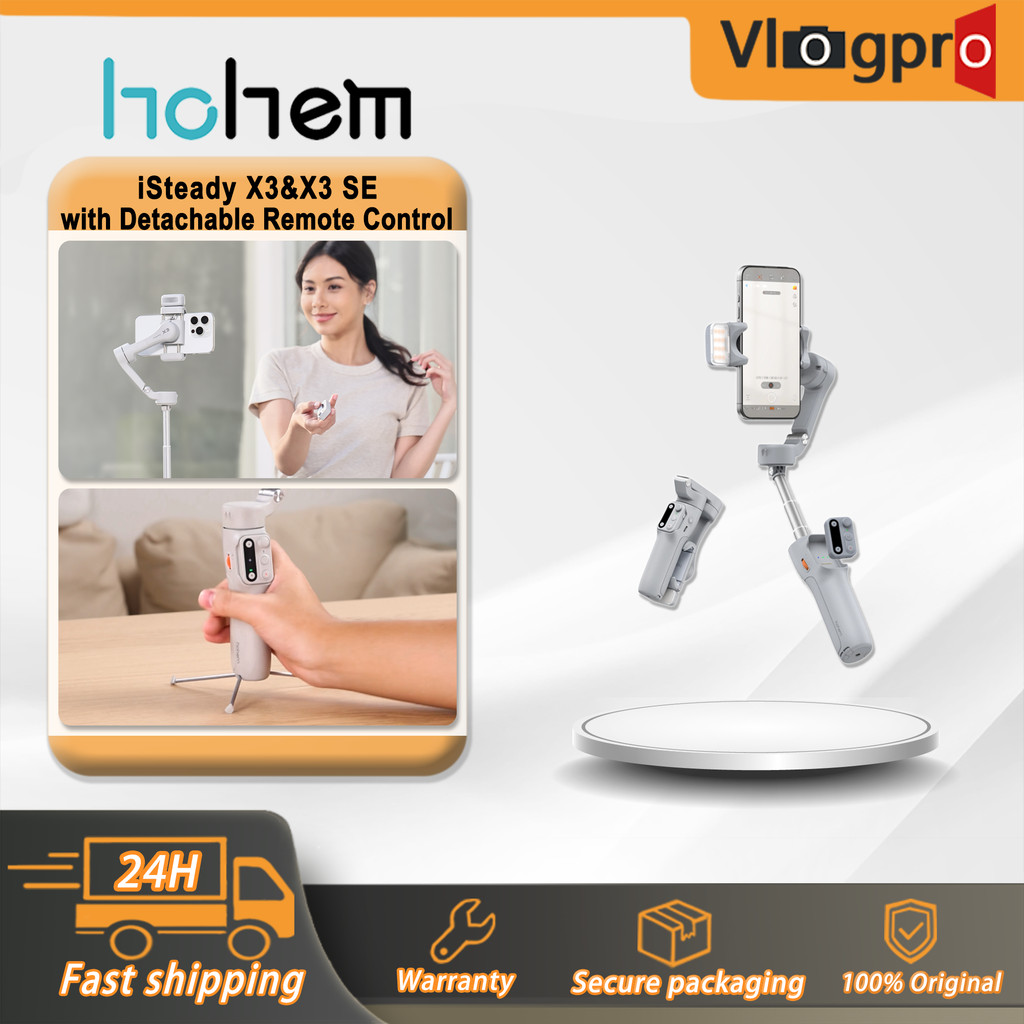 Hohem iSteady X3 /X3 SE สมาร์ทโฟนกิมบอลโคลงพร้อมรีโมทคอนโทรลที่ถอดออกได้สําหรับ Vlog/Travel