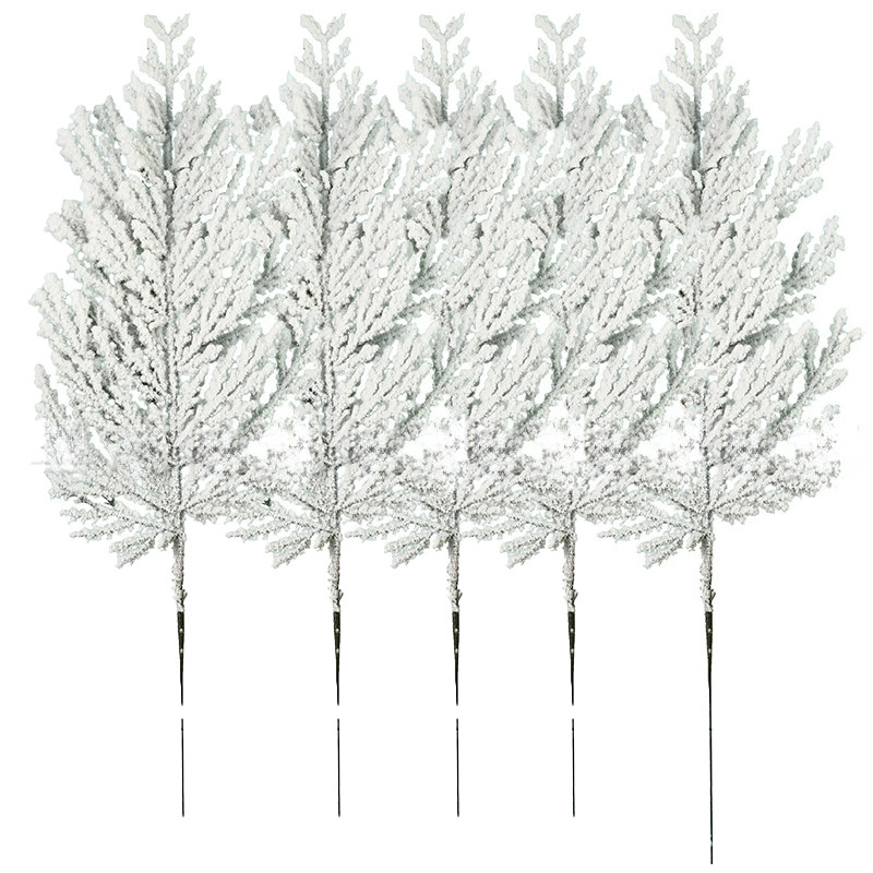 5PCS เครื่องประดับต้นคริสต์มาสพืชปลอมประดิษฐ์ Pine Branches Leaf Christmas Party อุปกรณ์ตกแต่งบ้าน