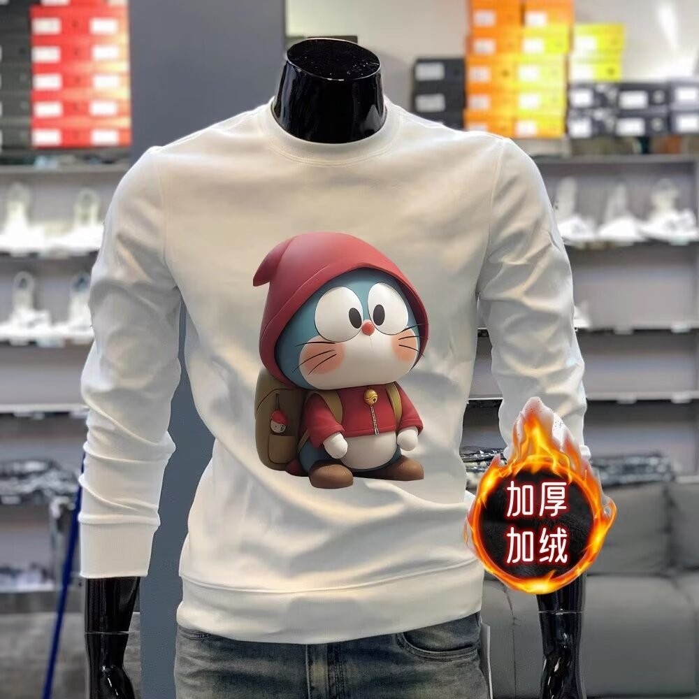 ใหม่ ถนน สวมใส่ลําลองรอบคอขนแกะซับ อิน 2025 ผู้ชายฤดูใบไม้ร่วงฤดูหนาว จุดต่ําสุด เสื้อใหม่เสื้อสวมหั