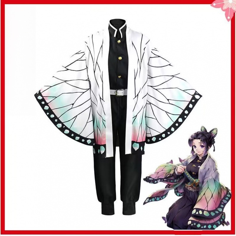 Demon Slayer Kimetsu ไม่มี Yaiba Kochou Shinobu คอสเพลย์เครื่องแต่งกาย Robes ชุดกิโมโนชุดคอสเพลย์ฮาโ