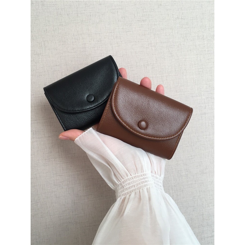 cardholder ที่ใส่การ์ด เฟรมการ์ด Retro Oil Wax Leather Card Holder Female Simple Organ-Style Card Ho
