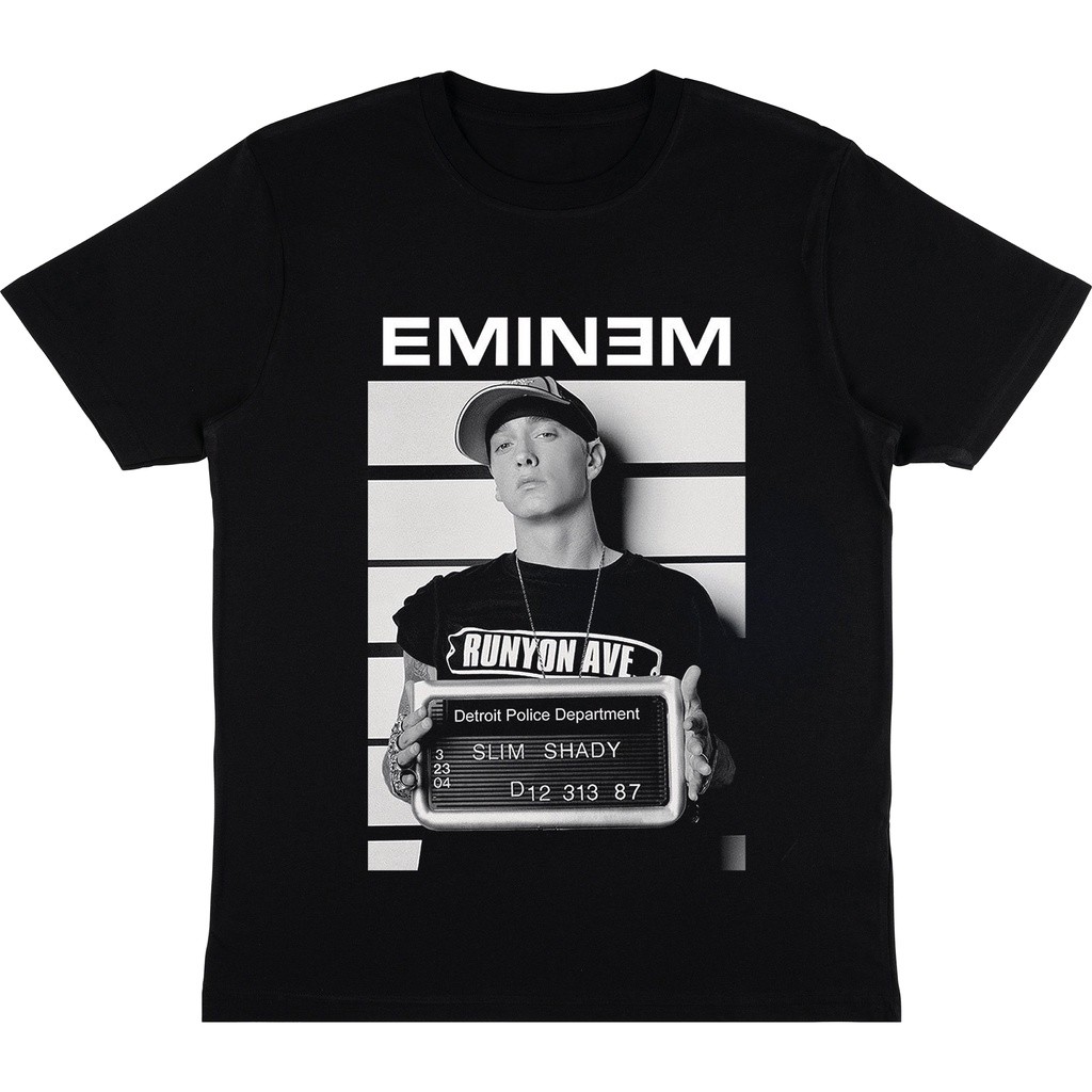 เสื้อยืด EMINEM "MUGSHOT" | เสื้อยืด RAPPER EMINEM SLIM SHADY | RAP TEE สีดํา EMINEM
