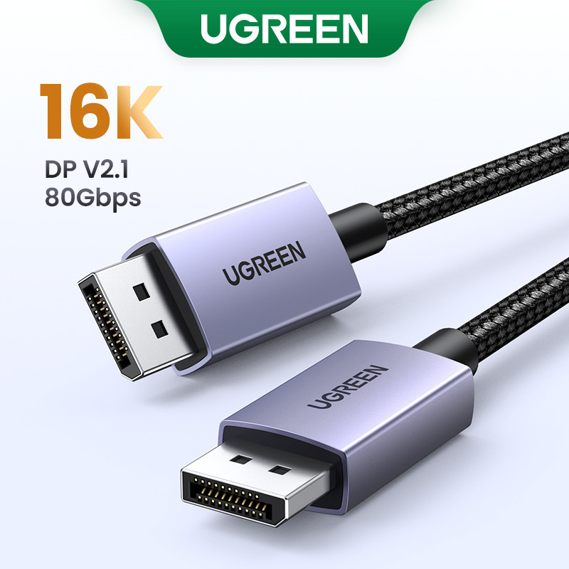 UGREEN DisplayPort 2.1 สาย 16K30Hz 10K60Hz ความเร็วสูง 80Gbps DisplayPort สายรองรับ HDR สําหรับกล้องทีวี PC แล็ปท็อปวิดีโอ