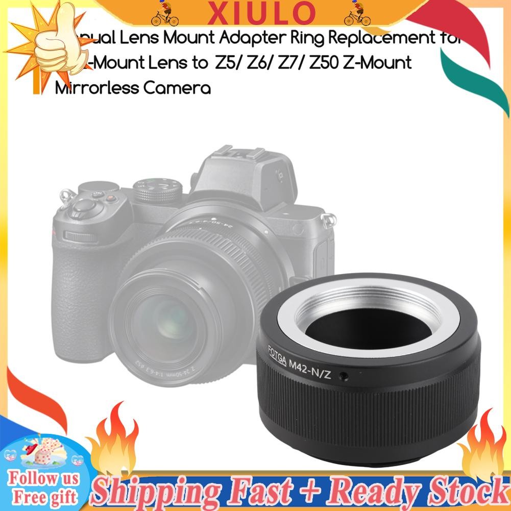 Xiulo XIULO-TH Manual Lens Mount Adapter Ring Aluminum Alloy สำหรับ M42-mount ไปยัง Nikon Z5/Z6/Z7/Z