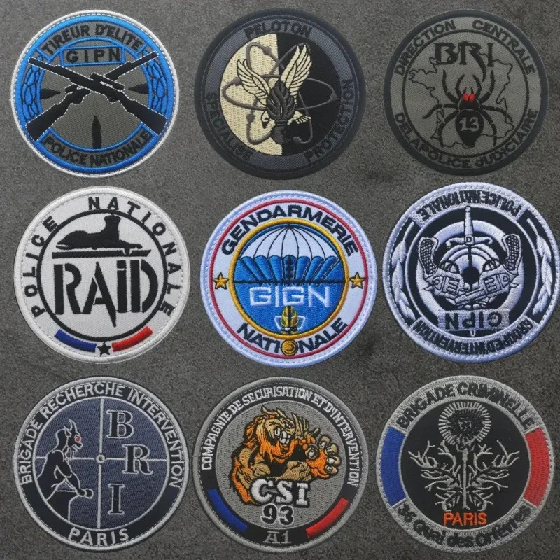 GIGN GIPN BRI เย็บปักถักร้อยแพทช์ฝรั่งเศส Hook & Loop ยุทธวิธีกลางแจ้ง Patch ทหาร Morale Badge Combat Applique เสื้อผ้ากระเป๋าเป้สะพายหลัง