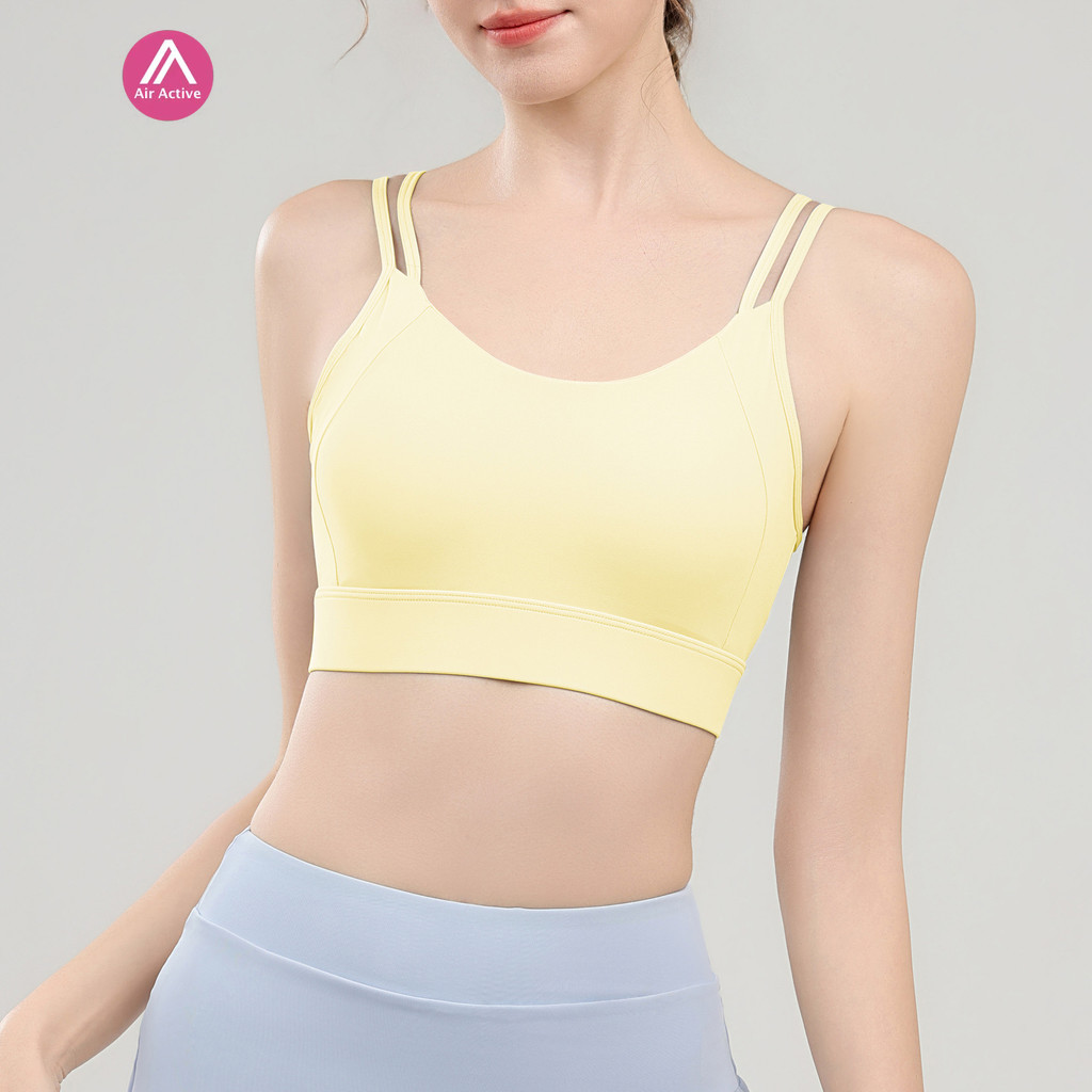 AirActive Yoga Sports Bra Fixed Pads Back Buckle Double Slings Good Support
