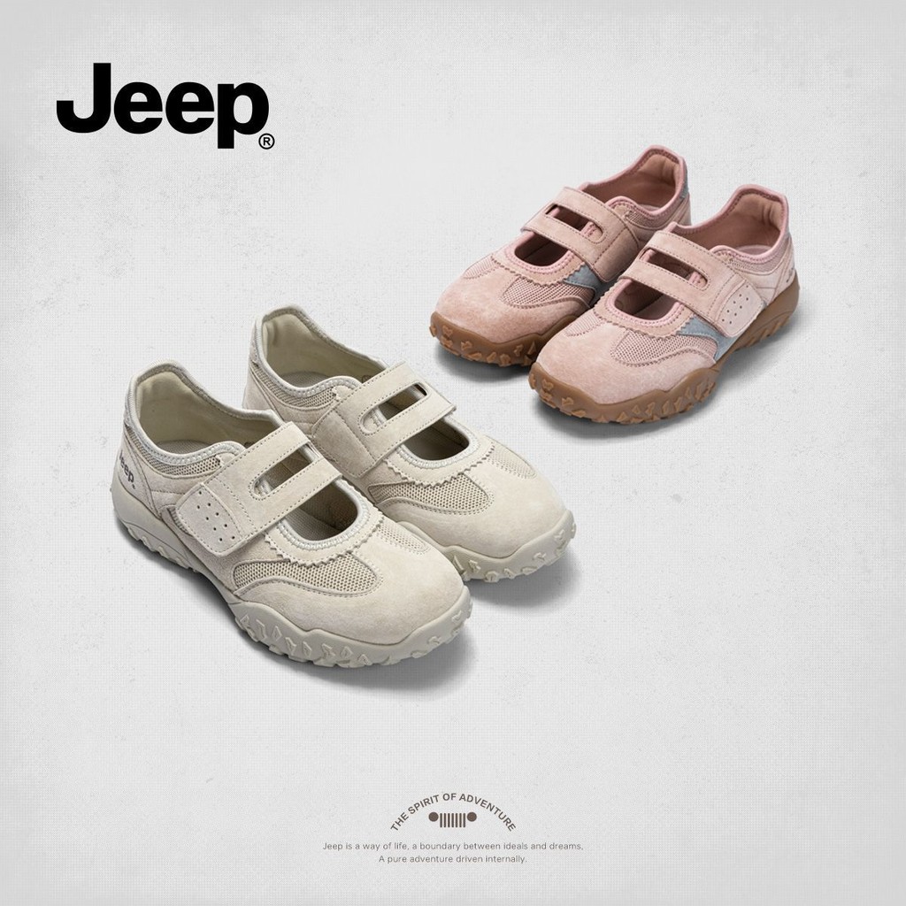JEEP รองเท้าผ้าใบของแท้ผู้หญิงสไตล์ใหม่ All-Match Commuter น้ําหนักเบา Mary Jane
