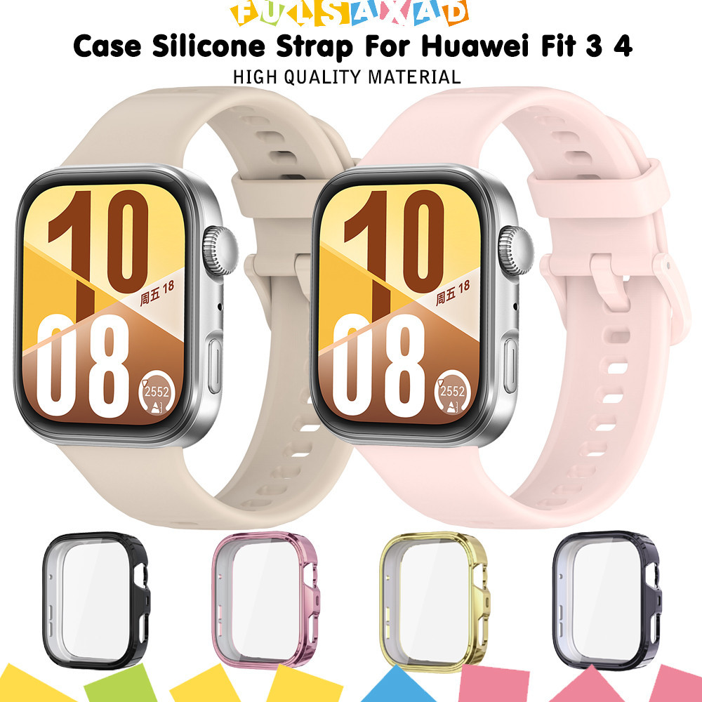 สายรัดยางฝา TPU อ่อนสำหรับนาฬิกา for Huawei Fit 3 4 กรณีซิลิโคนสายรัดข้อมืออุปกรณ์เสริมสำหรับนาฬิกา for Huawei Fit 4