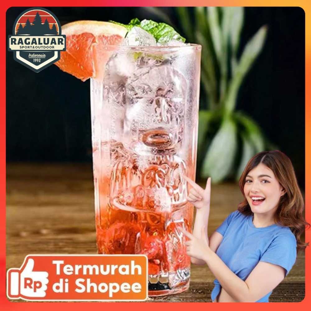 One Two Cups Aesthetic Glass Coffee Tea Hawaiian Tiki Glass 400ml - EY-40