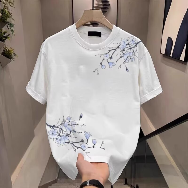 COD 2025 National Trend Heavyweight Pure Cotton Short Sleeve T-Shirt Men's Summer New Trendy Creativ