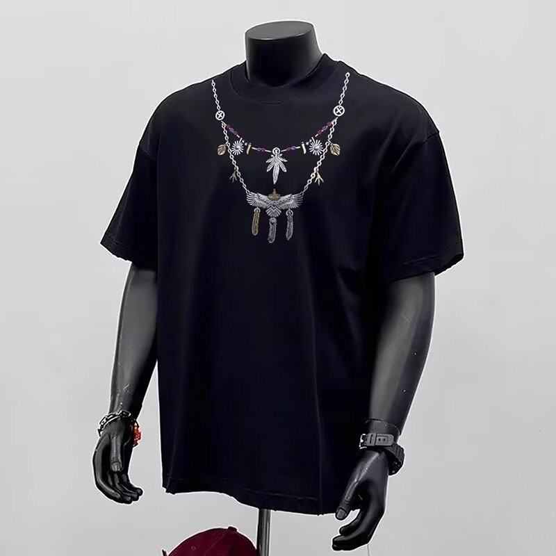 2025 NEW 2025 Round Neck Versatile Trendy Brand Ins 2025 Youth Summer Short Sleeve Unisex Loose T-Sh