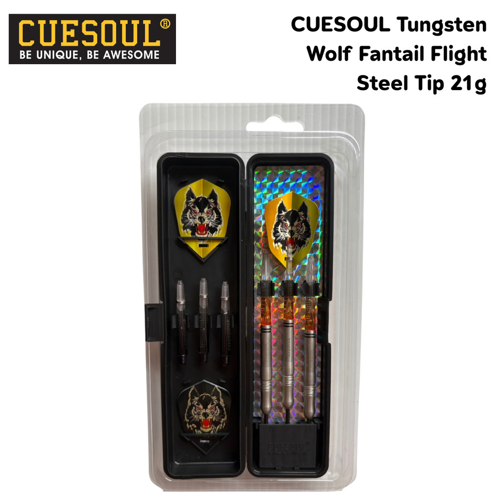 ลูกดอกปาเป้า Cuesoul Tungsten Wolf Fantail Flight 85%Tungsten Steel Darts 21g