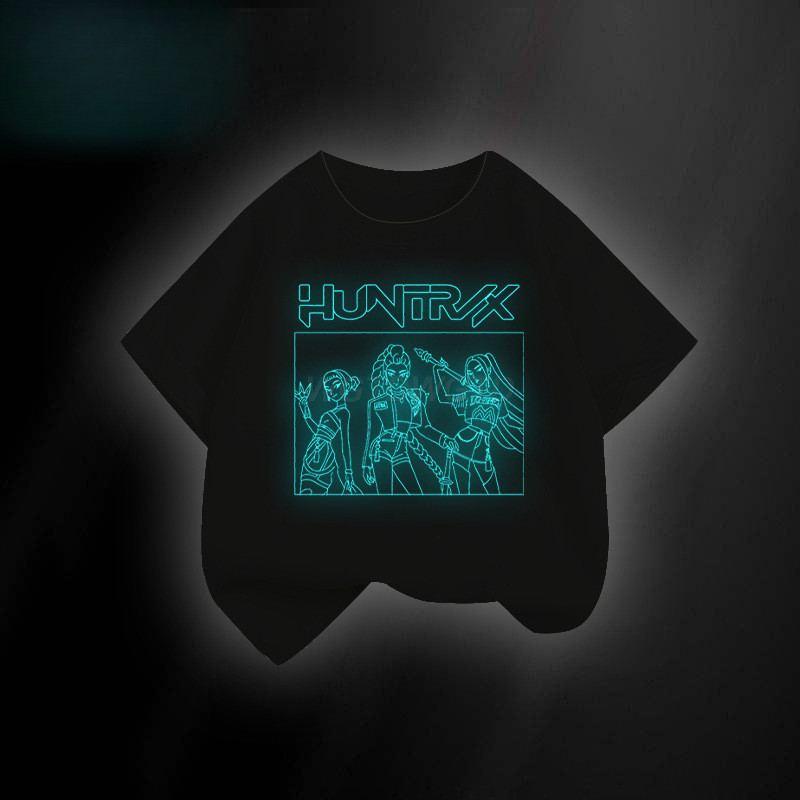 เสื้อยืดลำลองแขนสั้น KPop Demon Hunters 2D ลายพิมพ์ สำหรับผู้หญิง