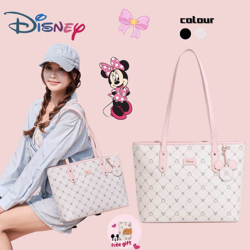 Disney Mickey Series กระเป๋าโท้ตสไตล์หวาน ความจุมาก ใช้งานหลากหลายสำหรับผู้หญิง