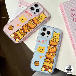สําหรับ เคสไอโฟน13 หมีน่ารัก For iPhone 16 15 14 13 12 11 17 Pro Max 14 15 16 Plus 11 12Pro เคสโทรศัพท์ Insสี Jelly Case