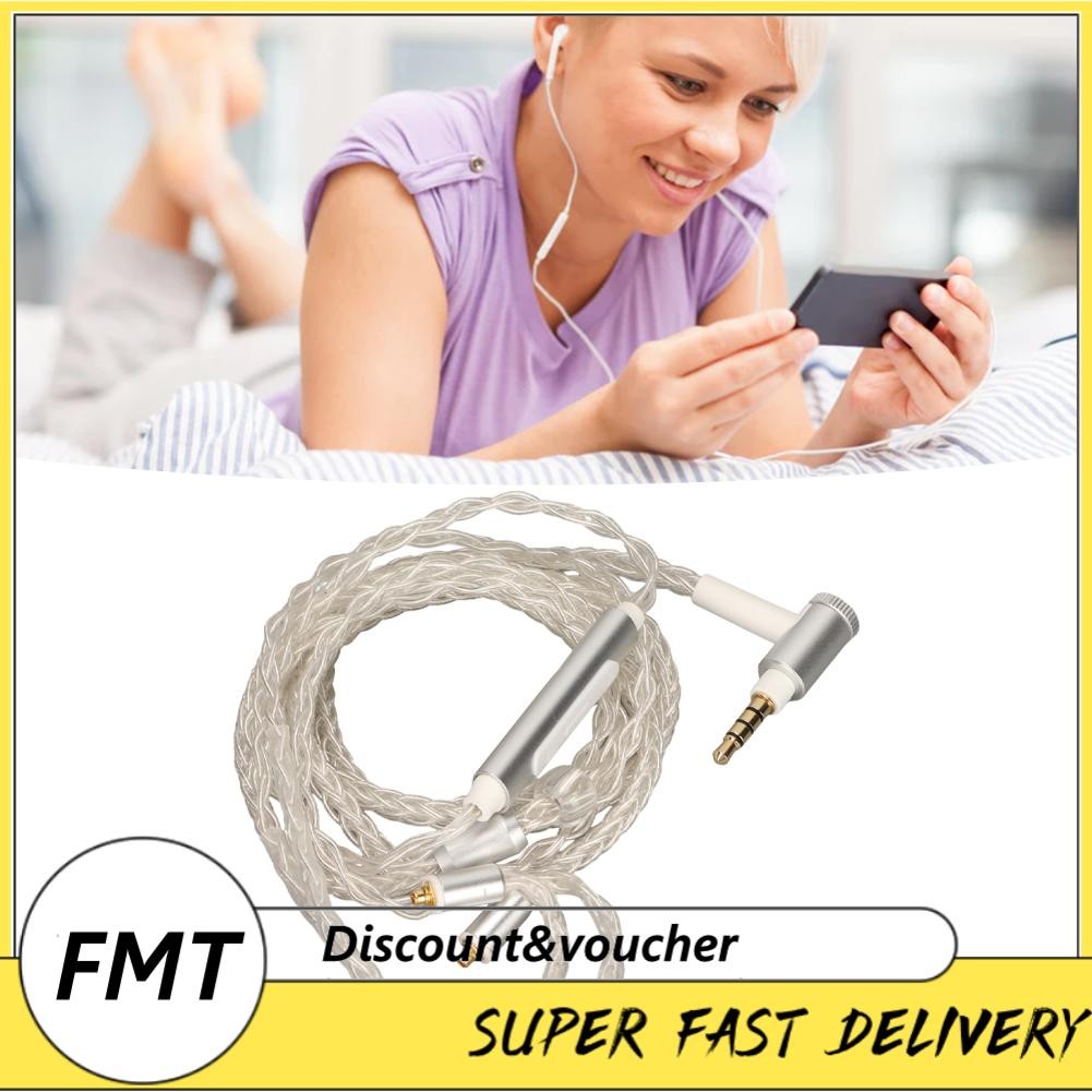 Freemarket FreeMarket Gugxiom 120 ซม. ชุบเงิน 8 คอร์ 3.5 มม. MMCX สายหูฟังพร้อมไมโครโฟนสำหรับ Shure 