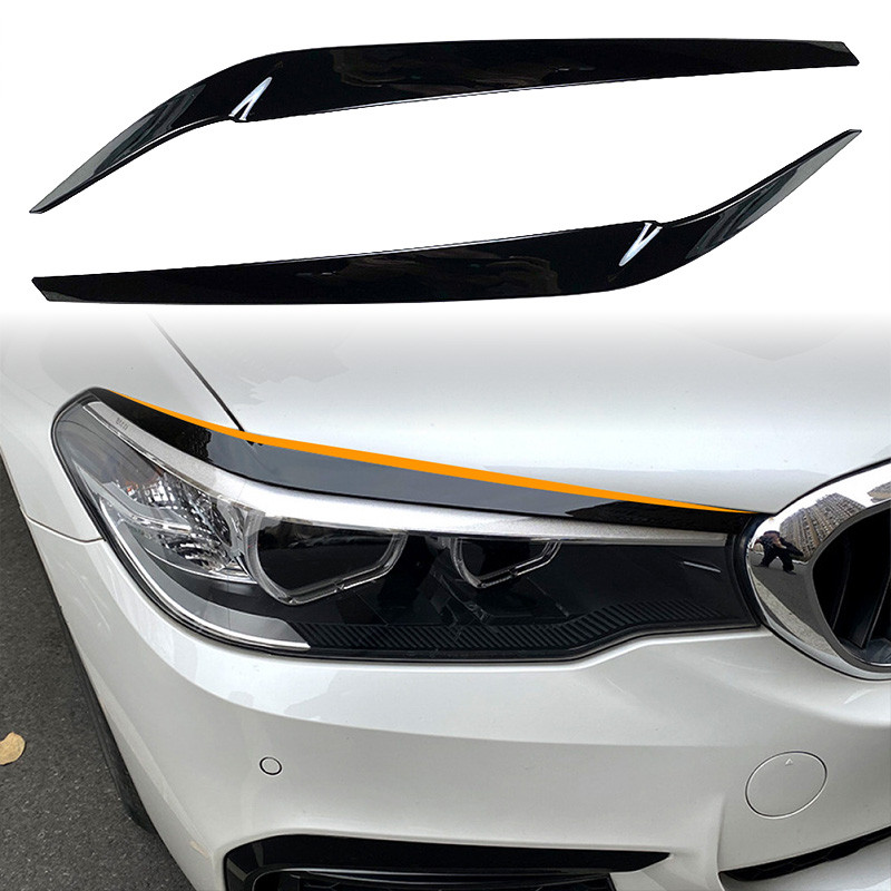 สีดําเงาไฟหน้าเปลือกตาคิ้วฝาครอบสําหรับ BMW 5 Series G30 G31 G38 F90 2017-2020 การปรับเปลี่ยนจัดแต่ง