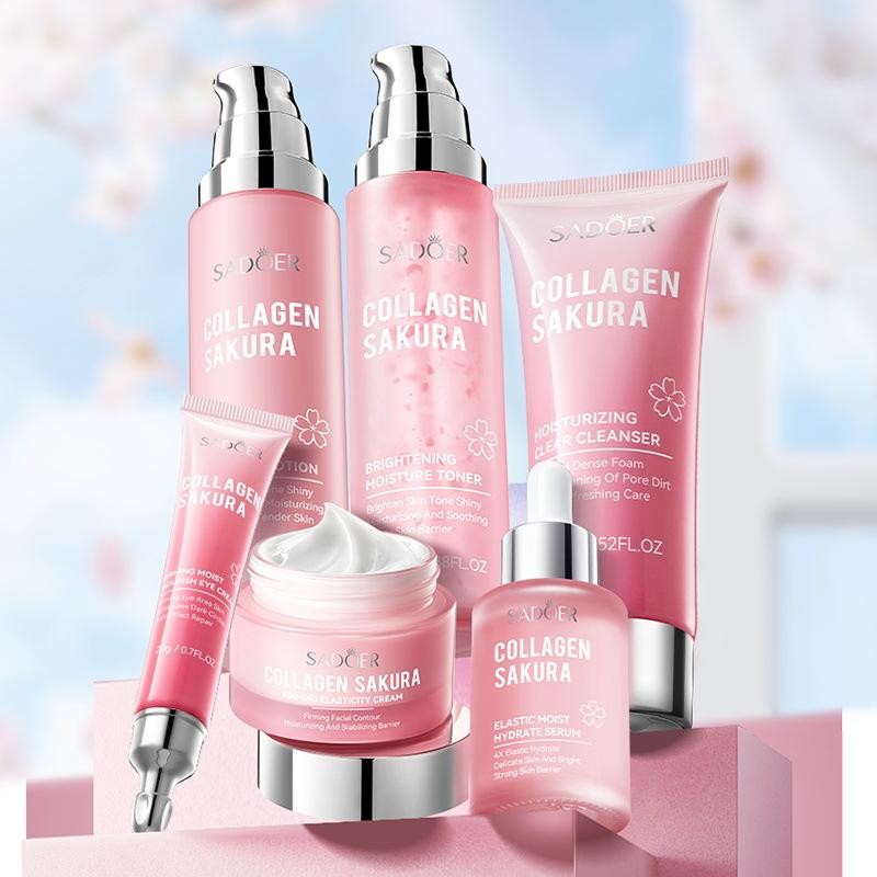 Collagen Sakura Brightening Moisture Lotion,Brighten Skin Tone Shiny Water Locking Moisturizing Deli