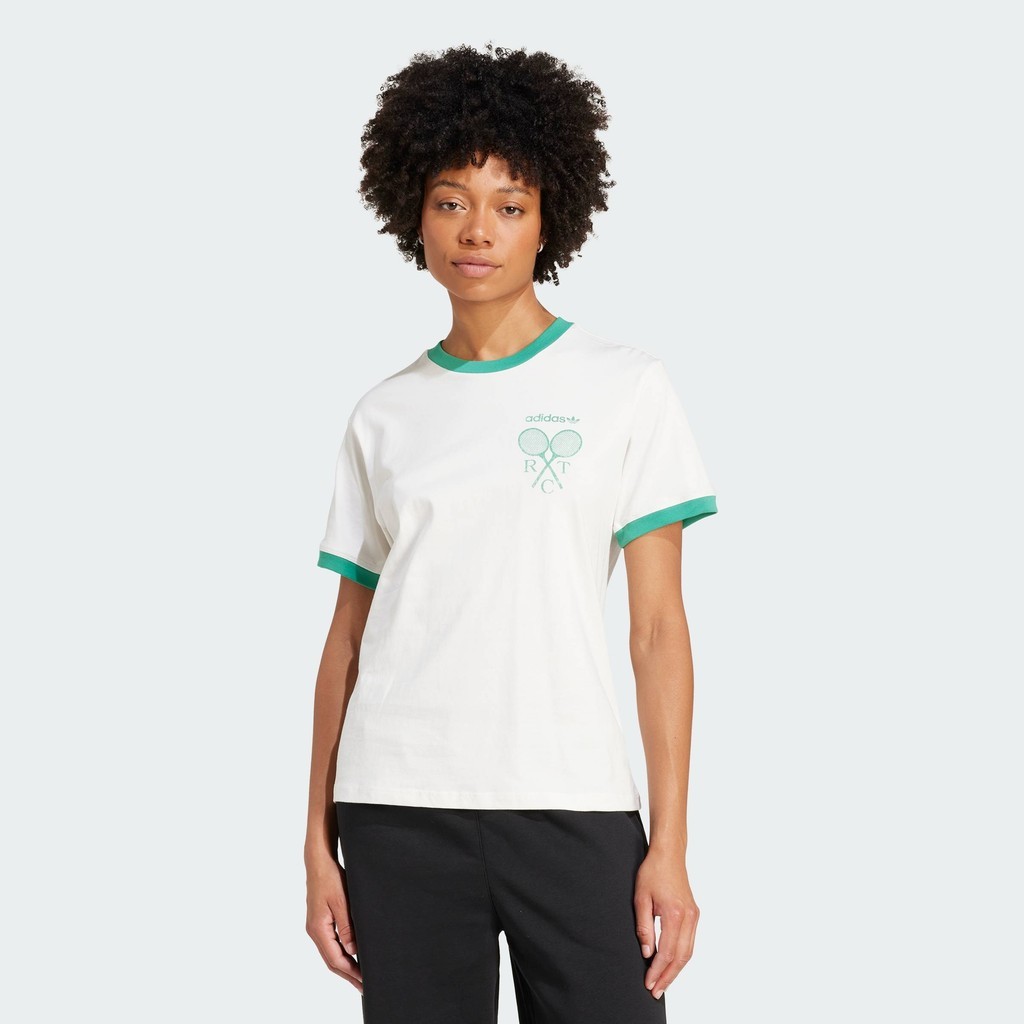 adidas ไลฟ์สไตล์ เสื้อยืดทรงเรกูลาร์ Retro Tennis ผู้หญิง สีขาว JY0276