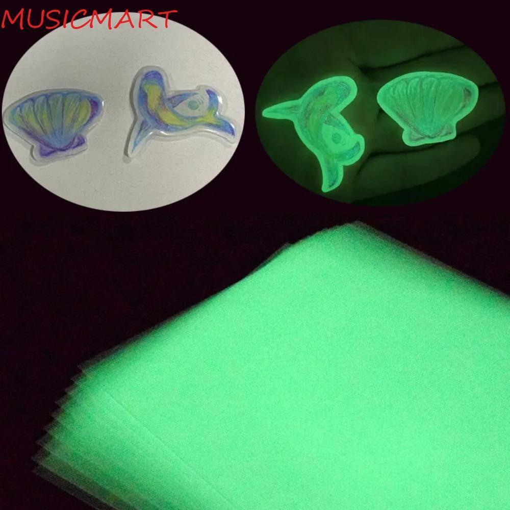 MUSICMART 5 ชิ้น Luminous Shrink Plastic Sheet, Fluorescent Translucence Luminous Heat Shrink Plasti