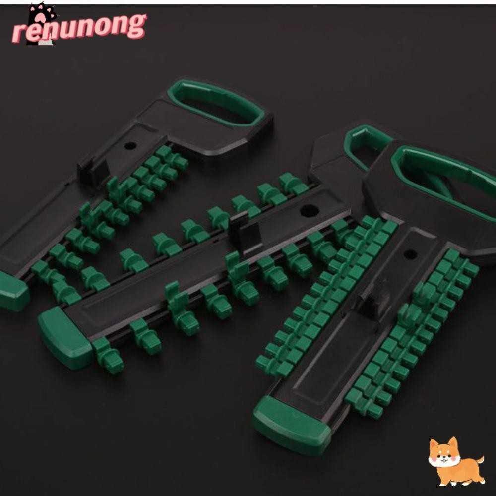 RENUNONG ประแจจัดเก็บ,ซ็อกเก็ตหกเหลี่ยม Bits 1/4 "3/8" 1/2" Socket Storage Rack, ABS Multifunctional Square Interface Socket ประแจผู้ถือ