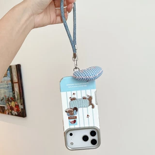 หนังปักไส้กรอกสุนัขเหมาะสําหรับ iPhone 17Promax เคสโทรศัพท์ Apple Air/16/15/14/13/12/11 เชือกแขวน