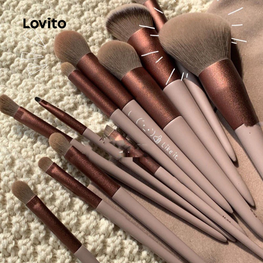 Lovito ชุดแปรงแต่งหน้า อเนกประสงค์ แบบเรียบ ลําลอง สําหรับผู้หญิง LCS09108