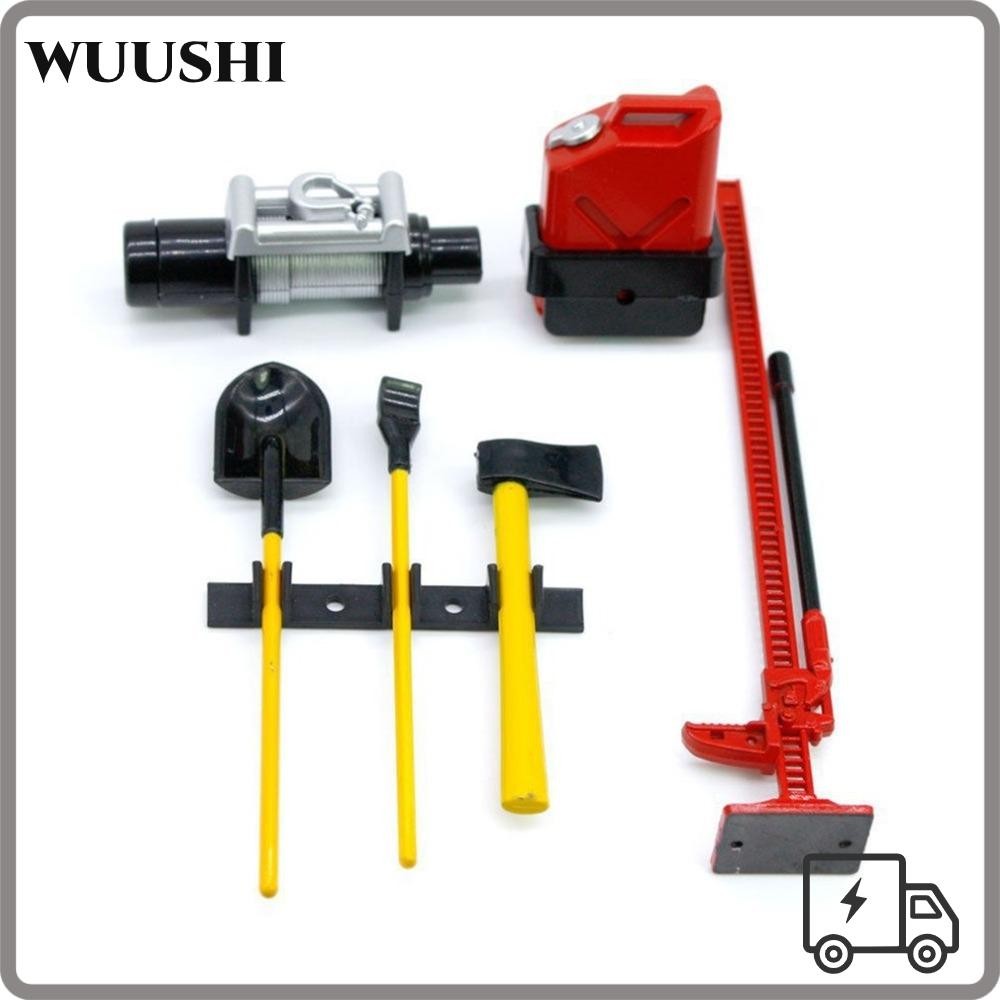 WUSHI 6 ชิ้น Hi-Lift แจ็ค Winch ชุด,จําลอง Mini Garage ชุดเครื่องมือ,ขนาดเล็ก 1/10 Scale พลาสติก RC 